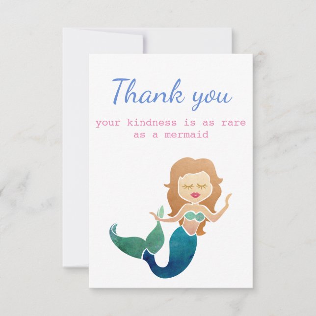 Thank You Kindness as Rare as a Mermaid Fun Card (Front)