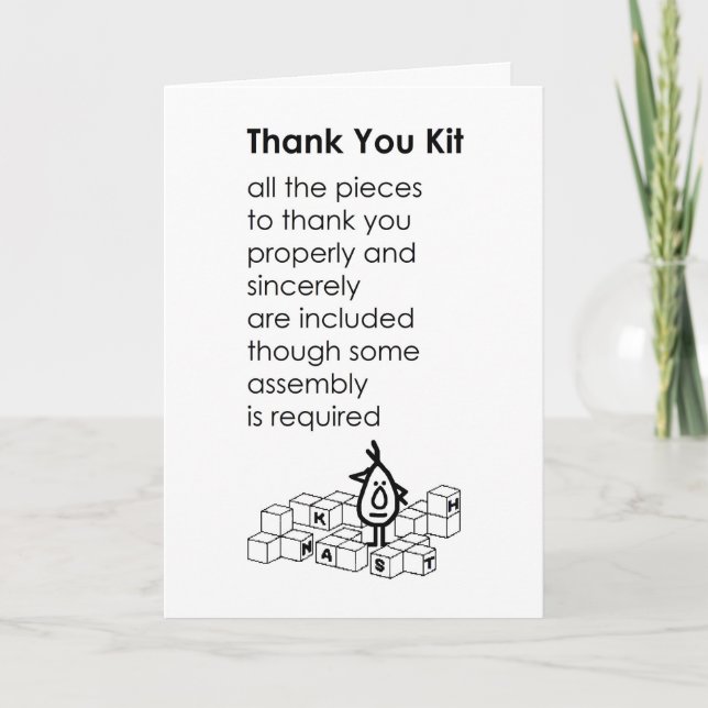Thank You Kit - a funny thank you poem Card (Front)