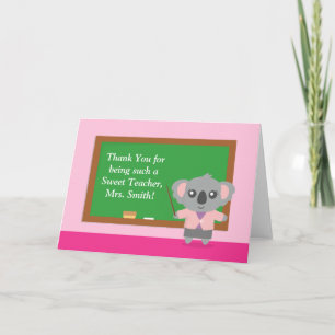 Thank You, Koala Bear, Teacher Appreciation Letterpress Thank You Card