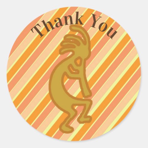 Thank You Kokopelli Flute Player Gold Southwest Classic Round Sticker