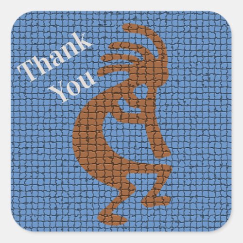 Thank You Kokopelli Flute Player Mosaic Southwest Square Sticker
