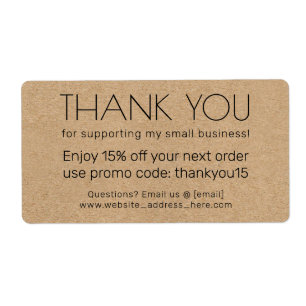 Thank You Kraft Paper Style Business Package Label
