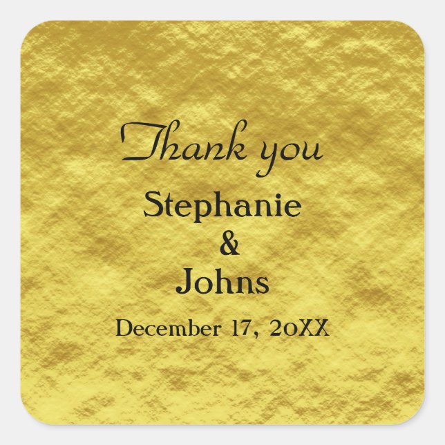 Thank You Label Gold Foil Shiny Wedding Favor (Front)
