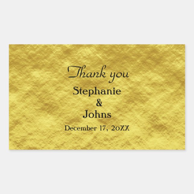 Thank You Label Gold Foil Shiny Wedding Favor (Front)