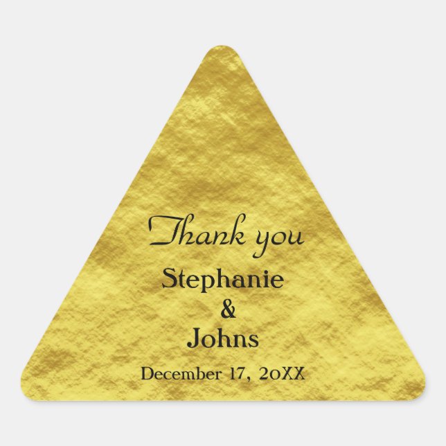 Thank You Label Gold Foil Shiny Wedding Favor (Front)