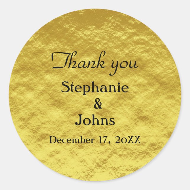 Thank You Label Gold Foil Shiny Wedding Favor (Front)