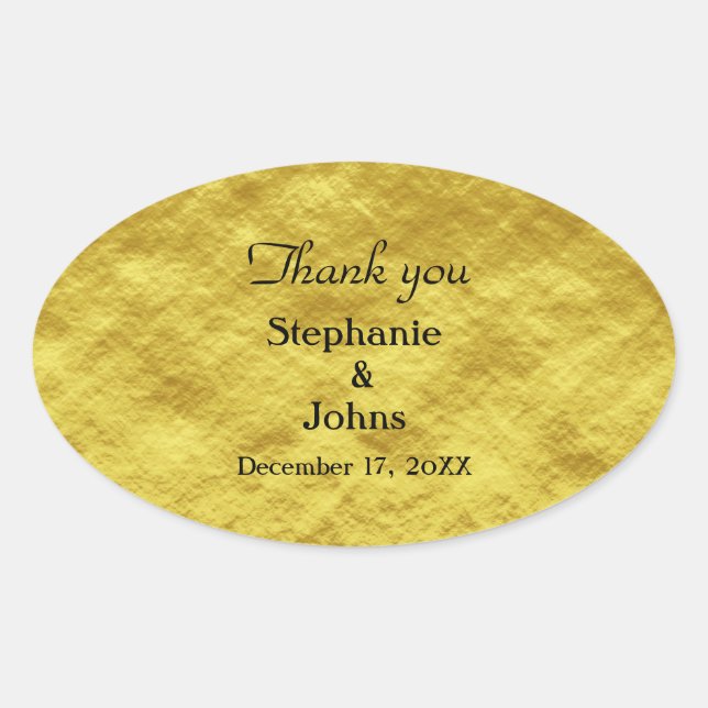 Thank You Label Gold Foil Shiny Wedding Favor (Front)