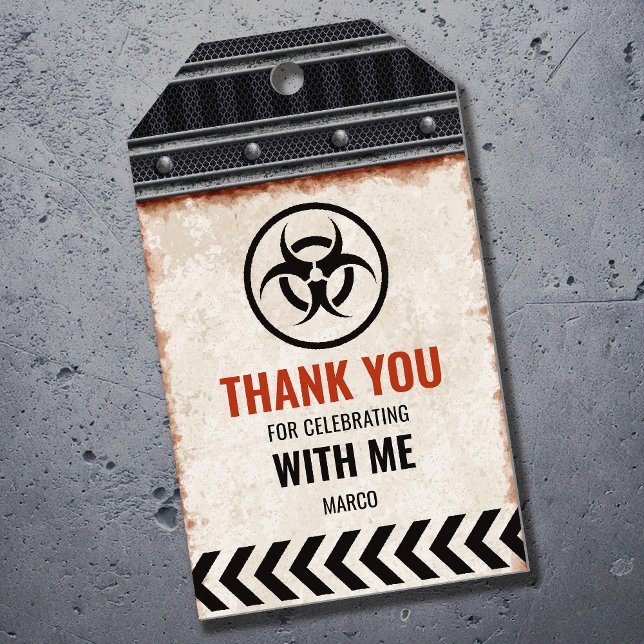 Thank you label with metallic grid and rivets (Creator Uploaded)