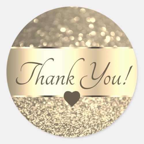 Thank You Labels Elegant Golden Gold Glitter Stars