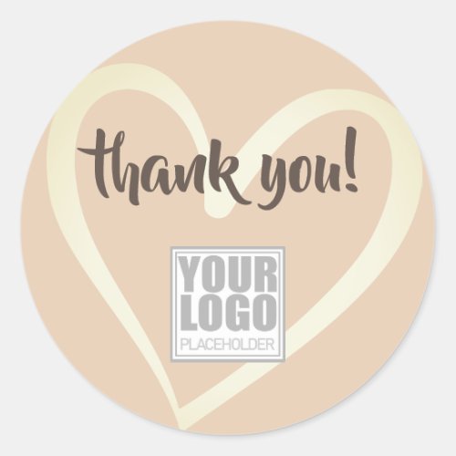 Thank You Labels Light Cream Beige Love Heart Logo