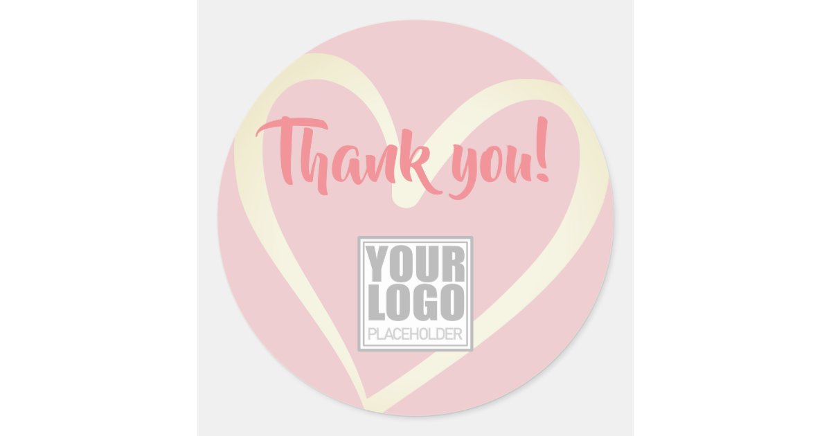 Thank You Labels Light Pink Rose Love Heart Logo | Zazzle