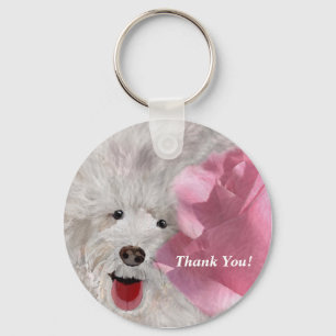Thank You Labradoodle and Rose  Keychain