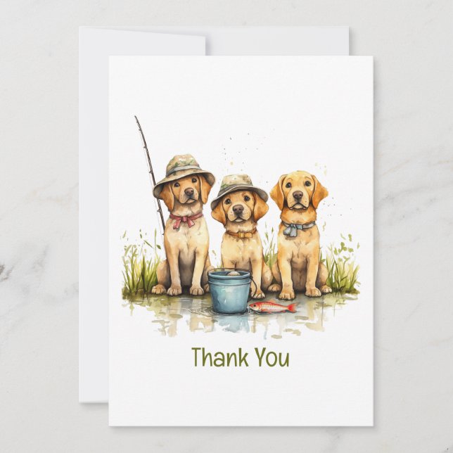 Thank You Labrador Retriever Dogs Fishing Card (Front)