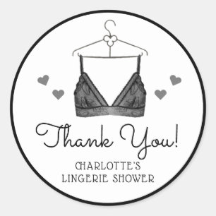 Thank You Lace Watercolor Lingerie Bridal Shower Classic Round Sticker