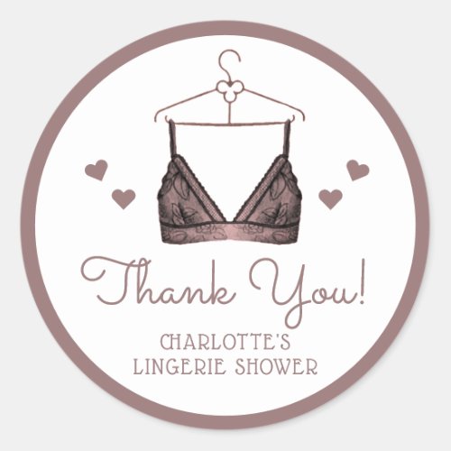 Thank You Lace Watercolor Lingerie Bridal Shower Classic Round Sticker