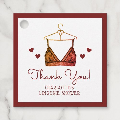 Thank You Lace Watercolor Lingerie Bridal Shower Favor Tags