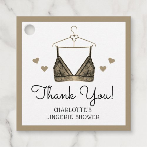 Thank You Lace Watercolor Lingerie Bridal Shower Favor Tags