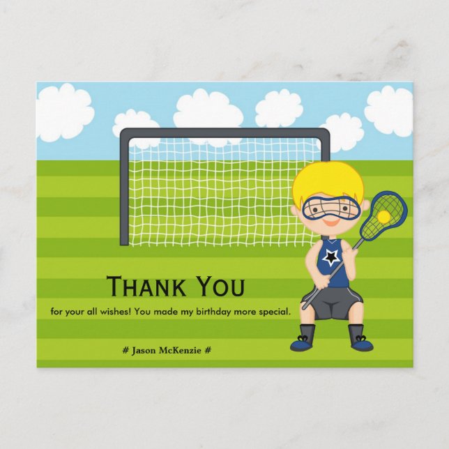Thank You Lacrosse birthday Postcard (Front)