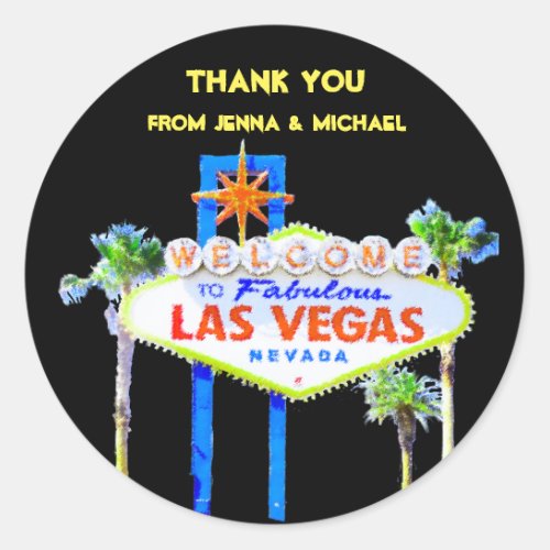 Thank You Las Vegas Couples Classic Round Sticker