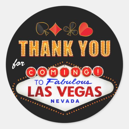 Thank You - Las Vegas Sign Fabulous Casino Night Classic Round Sticker