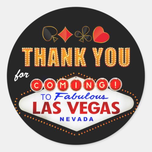 Thank You _ Las Vegas Sign Fabulous Casino Night Classic Round Sticker
