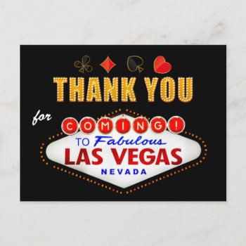 Thank You - Las Vegas Sign Fabulous Casino Night Postcard by PicartBook at Zazzle