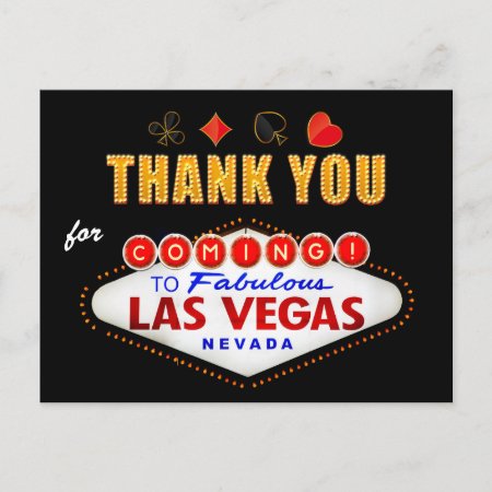 Thank You - Las Vegas Sign Fabulous Casino Night Postcard