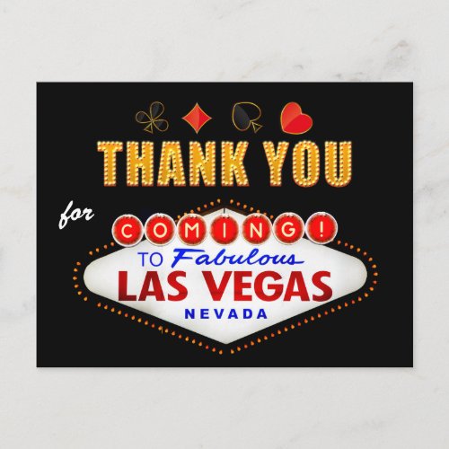 Thank You _ Las Vegas Sign Fabulous Casino Night Postcard