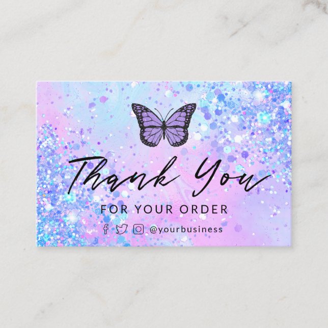 thank you lavender butterfly business card (Front)