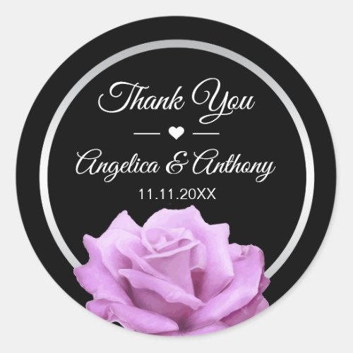 Thank You Lavender Purple Rose Wedding Seals