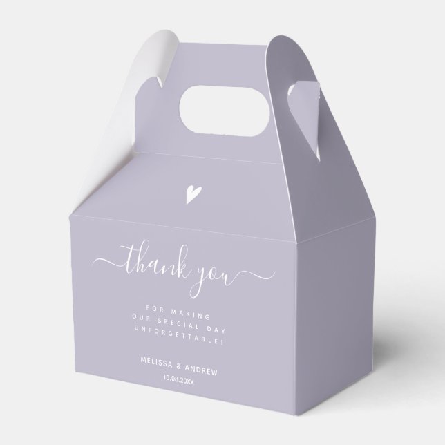 Thank You - Lavender Wedding Favor Boxes (Front Side)