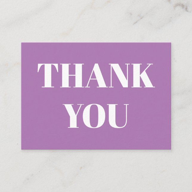 Thank you lavender white modern typography card (Front)