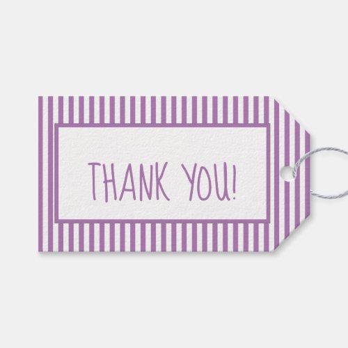 Thank You  LavenderWhite Simple Stripes Pattern Gift Tags