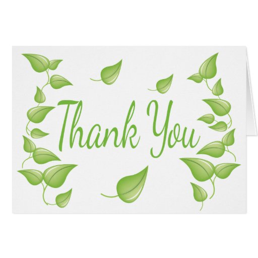 Thank You Leaf Green and White Wedding Leaves Card | Zazzle