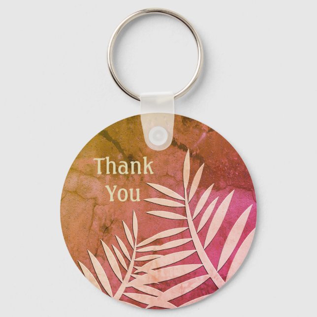 Thank you Leaf Silhouette Marbled Appreciation Keychain (Front)