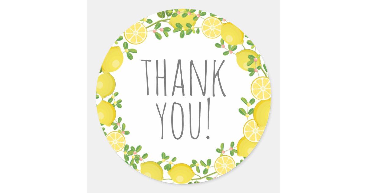 Thank You Lemon Classic Round Sticker Zazzle
