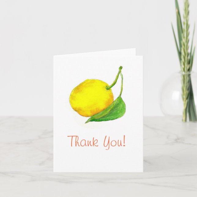 Thank You Lemon Fruit Watercolor Art Painting (Front)