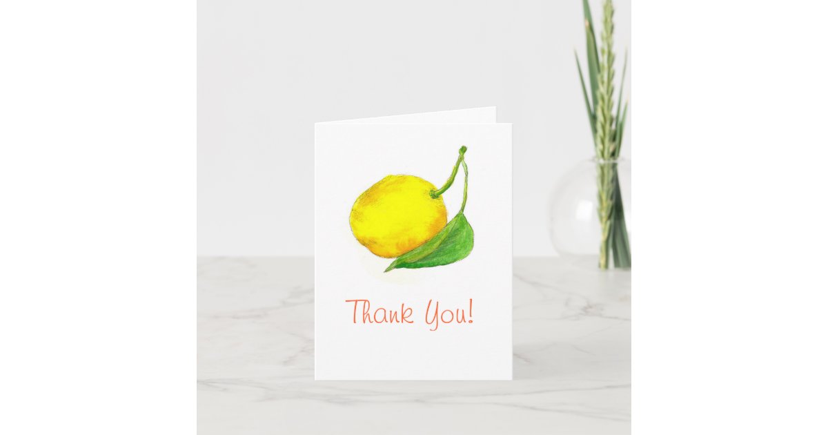 Thank You Lemon Fruit Watercolor Art Painting Zazzle Com