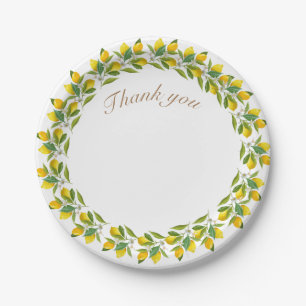 Thank you Lemon greenery vintage Wedding Paper Plates