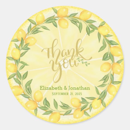 Thank You Lemon Slice and Wreath Wedding  Stickers