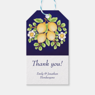Thank you lemons blue yellow flowers gift tags
