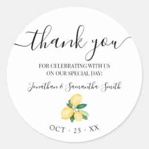 Thank you lemons Bridal Wedding Classic Round Sticker
