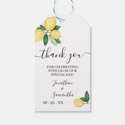 Thank you Lemons Bridal Wedding Shower favor tag