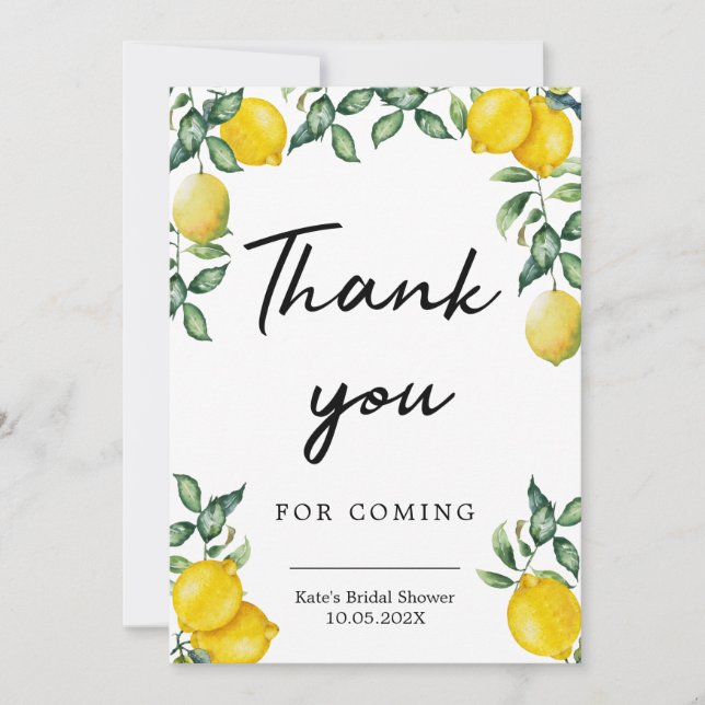Thank you Lemons party sign Invitation (Front)