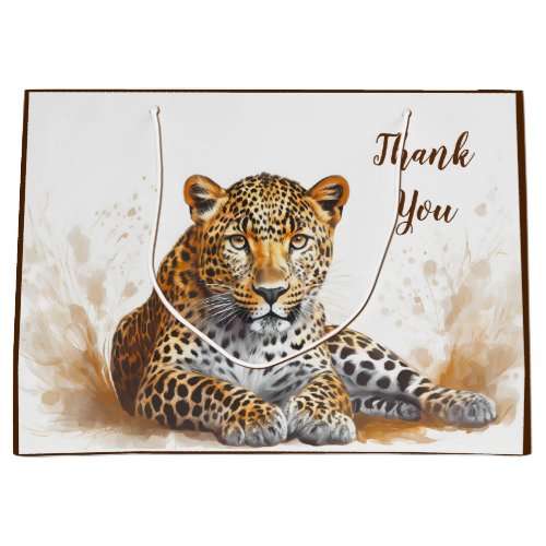 Thank You Leopard Animal Portrait Large Gift Bag