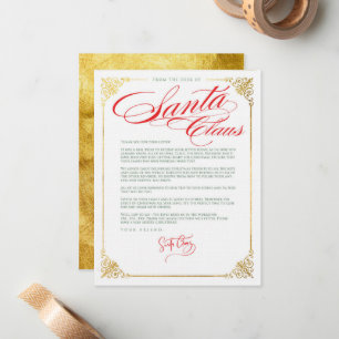 Thank You Letter From Santa Claus Note Card