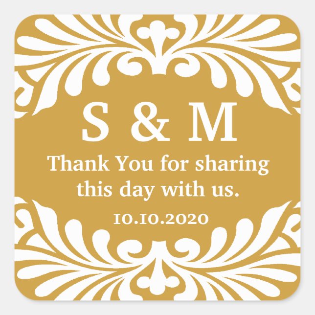 Thank You Letter Monogram Wedding Favor Labels (Front)