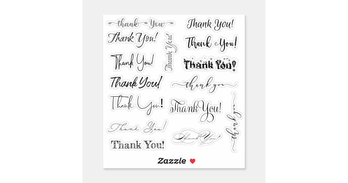Thank You Lettering Custom-Cut Vinyl Stickers | Zazzle