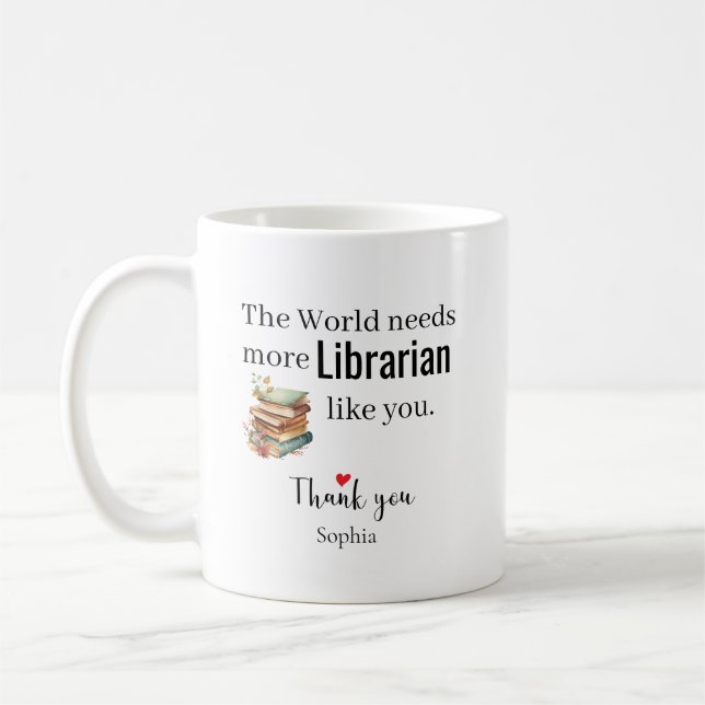 Thank You Librarian — Custom Name Coffee Mug (Left)