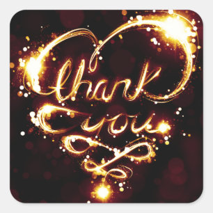 thank you light square sticker